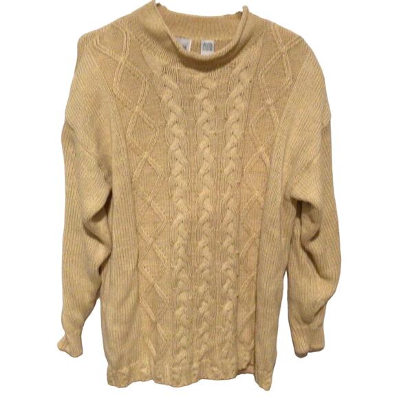 Vintage Denim Republic Yellow Cable Knit Long Sleeve Sweater Women’s Size L - Picture 1 of 3